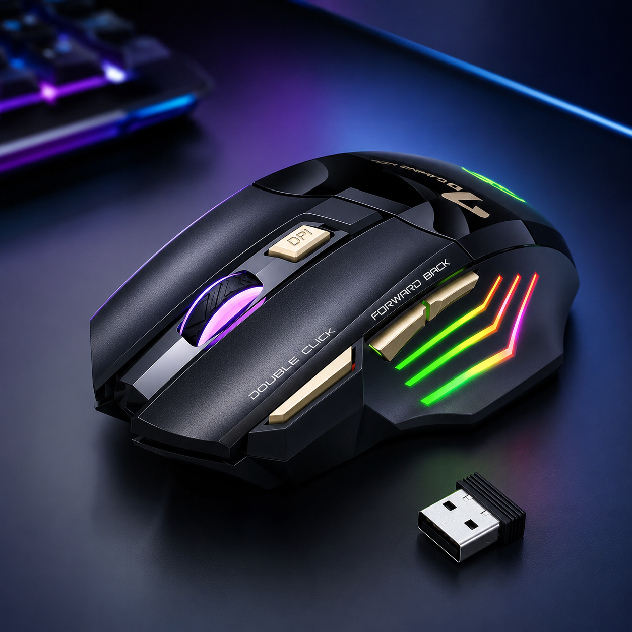 Mouse Gamer Inalámbrico RGB Recargable GW-X7 – 3200 DPI USB Silent Click