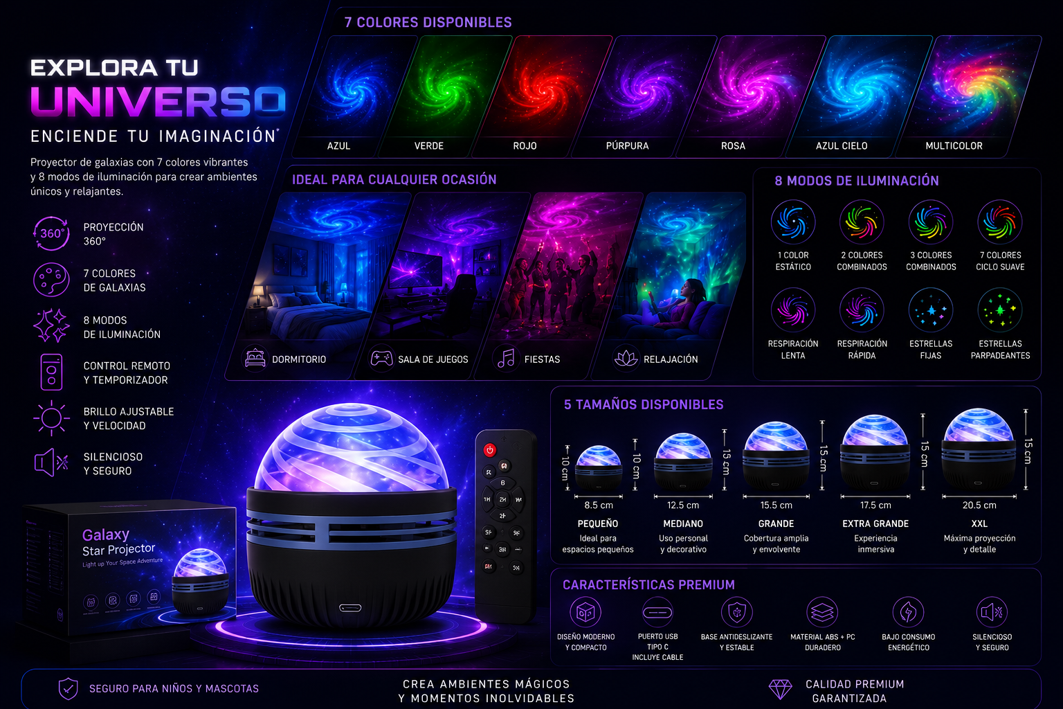Proyector Galaxy LED Astronauta – Luz Nocturna RGB para Habitación