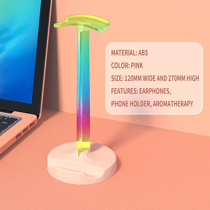 Soporte Gamer RGB para Auriculares y Celular con Luz LED