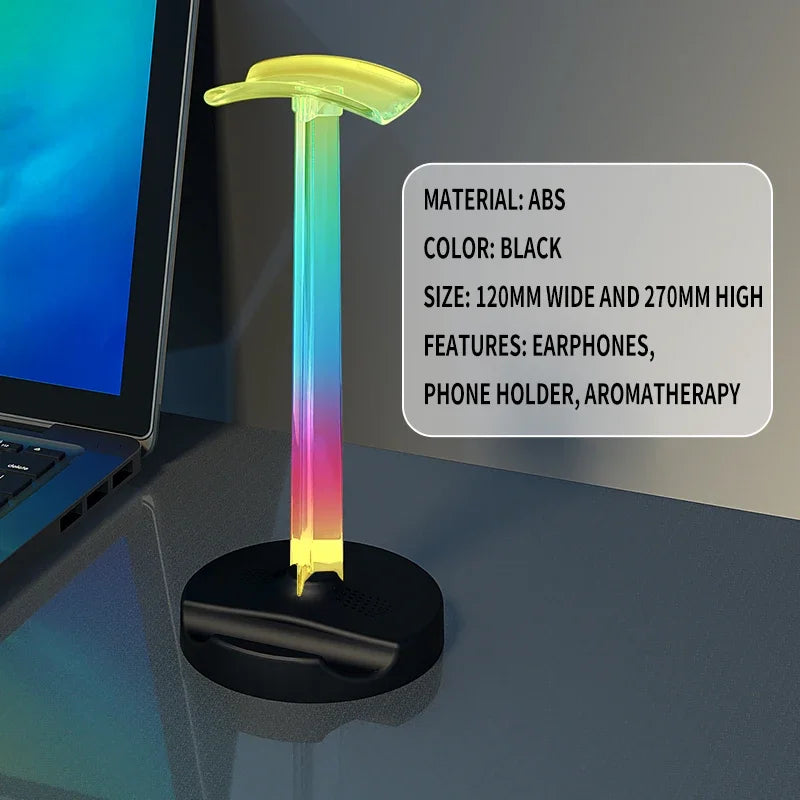 Soporte Gamer RGB para Auriculares y Celular con Luz LED