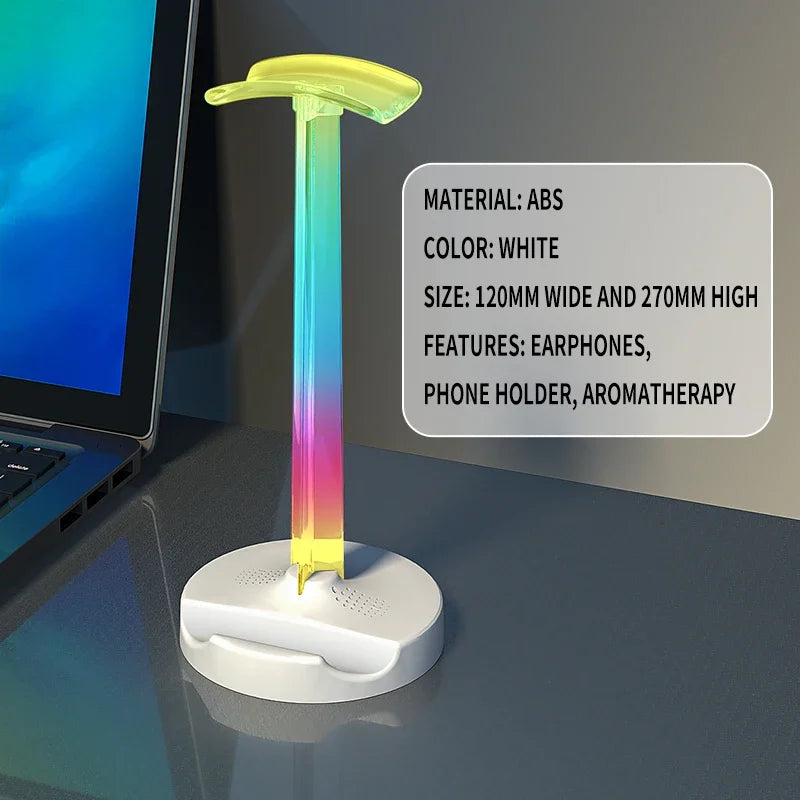 Soporte Gamer RGB para Auriculares y Celular con Luz LED